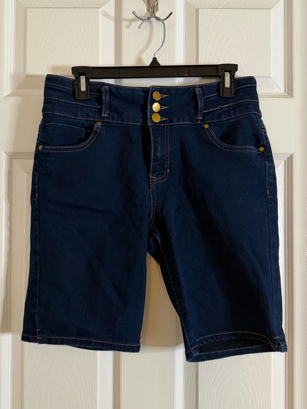 d. jeans Dark Navy Denim Bermuda Shorts with Triple Button